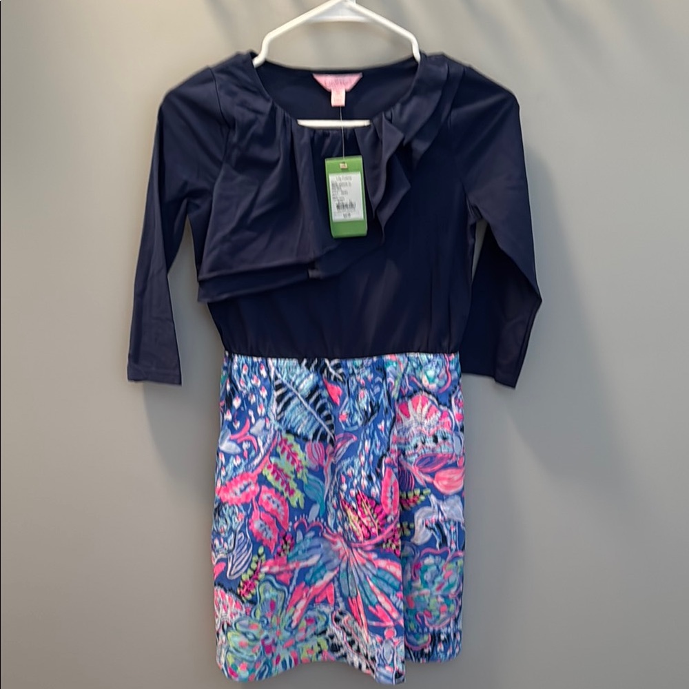 New With Tags! Lily Pulitzer Navy and Floral Girls Dress